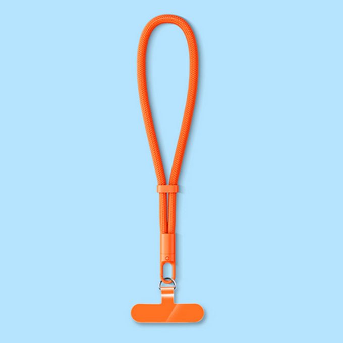 Mobile phone strap with adjustable wrist strap